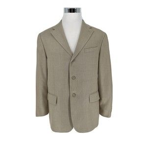 Oscar De La Renta Vtg Mens Silk Wool Blazer Sport Coat Jacket 44R Beige